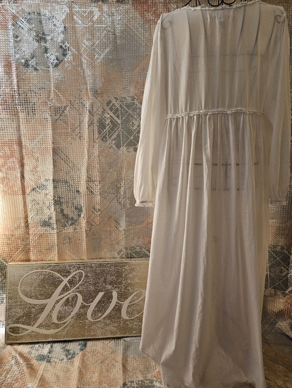 Victoria's Secret Boho Lace-Trim Maxi Nightgown Dress in Cream - Picture 3 of 6